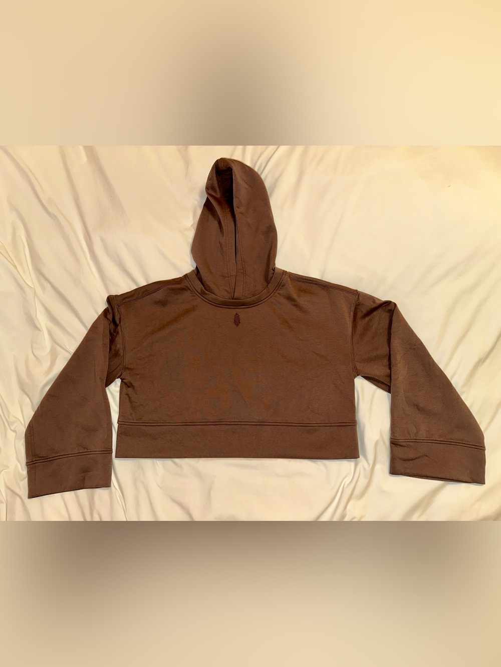 Free People Playing Games Cropped Brown Hoodie. Size Small - Picture 2 of 5